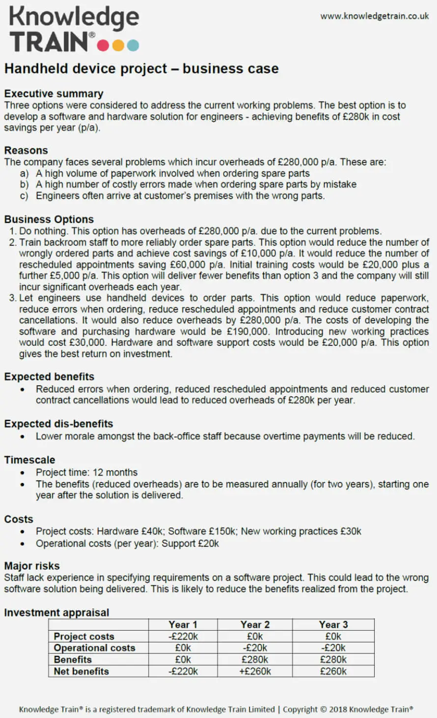 Business case example handheld device Business case example handheld device