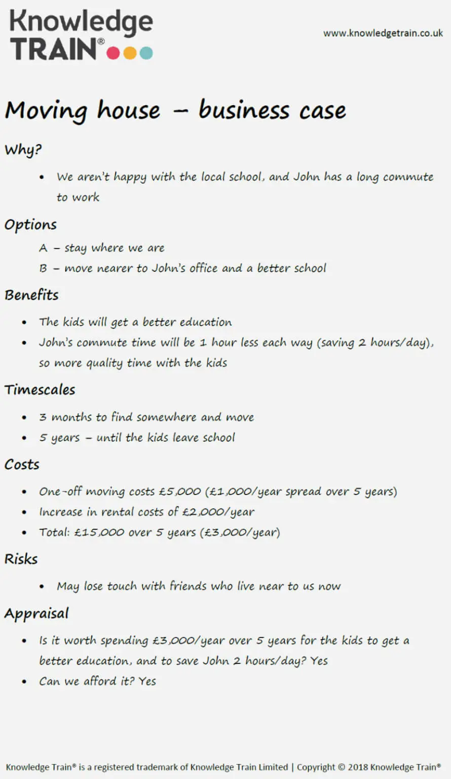 Business case example move home Business case example move home